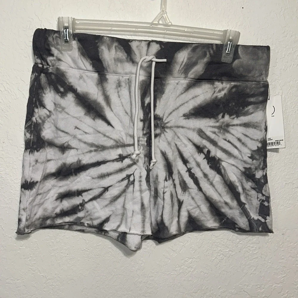 Sage‎ Collective Tie Dye Lounge Shorts Pavement Grey White Drawstring Large NEW